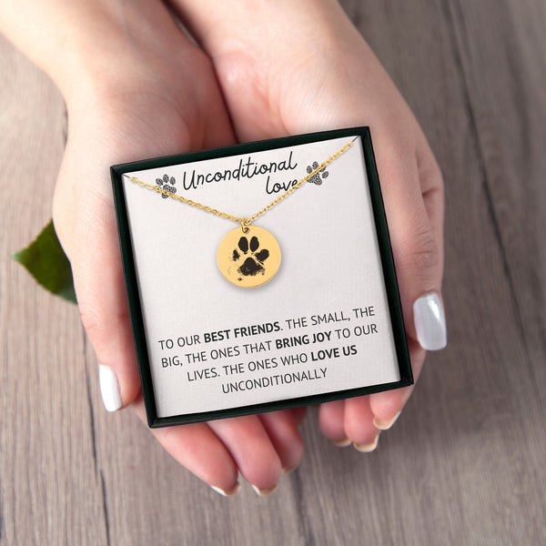 Actual Paw Print Necklace for Pet Owner Gifts