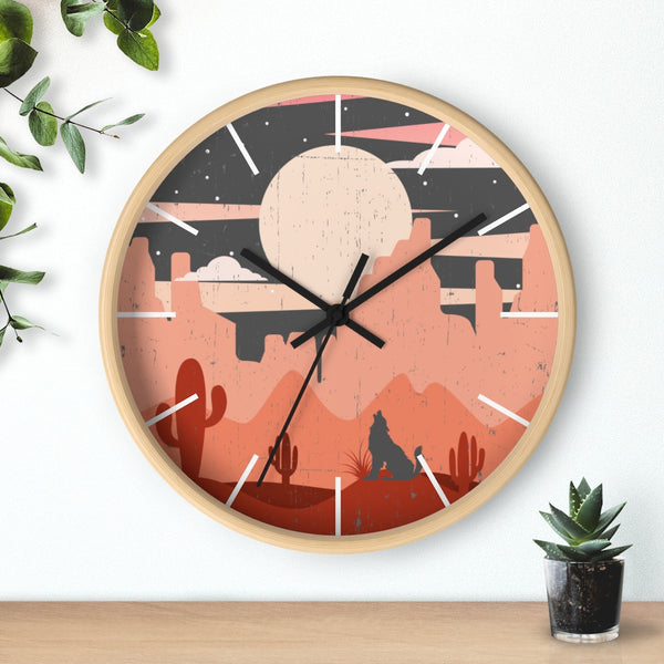 Pastel Howling Wolf Desert Wall Clock - Dakoda Goods & Co.