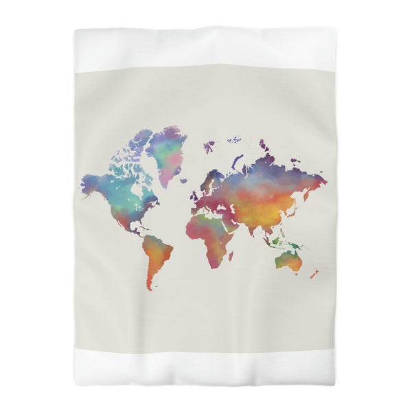 Rainbow Map Microfiber Duvet Cover