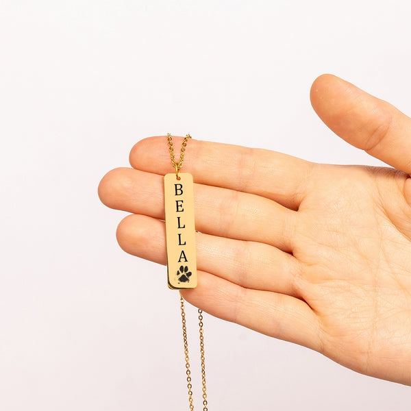 Actual Paw Print + Name Necklace for Pet Lovers Dog Lover Cat Lover Gift