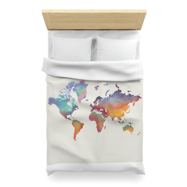 Rainbow Map Microfiber Duvet Cover