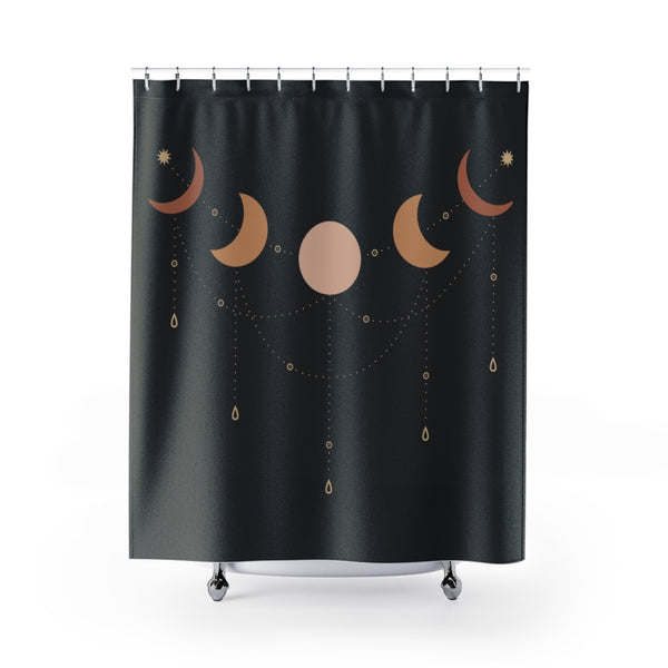 Shower Curtain, Bathroom Black Moon Phases Curtain - Dakoda Goods & Co.