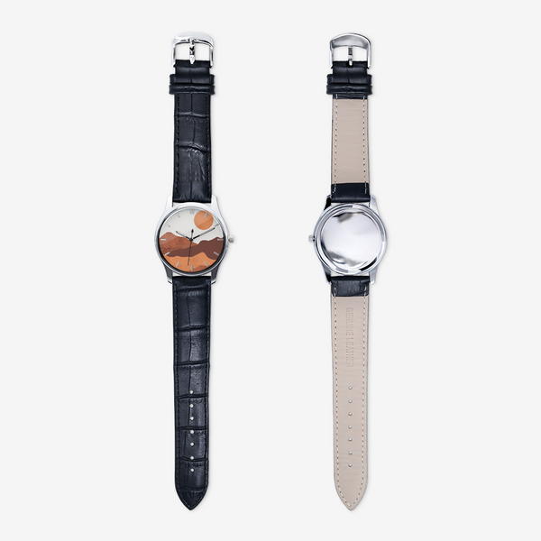 Watch Black Leather Midwest Scene Unisex Print Black Quartz Watch - Dakoda Goods & Co.