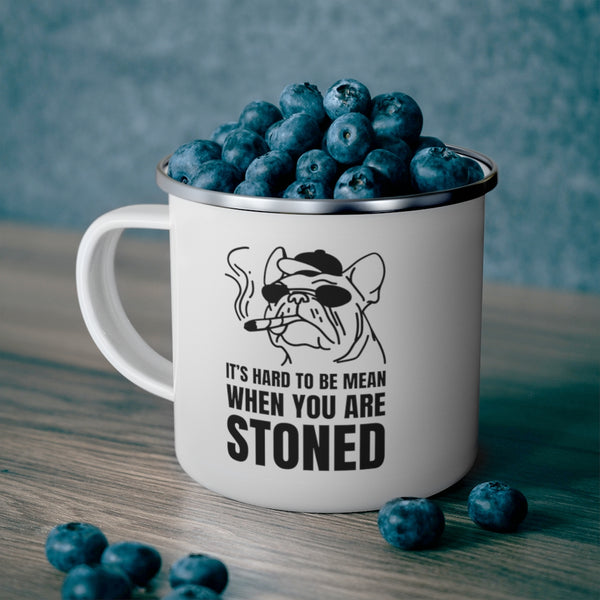 Camping Mug Funny Gifts Travel Enamel Camping Mug Coffee Mug Tea Mug 420 It's hard to be mean when you're stoned Mug - Dakoda Goods & Co.