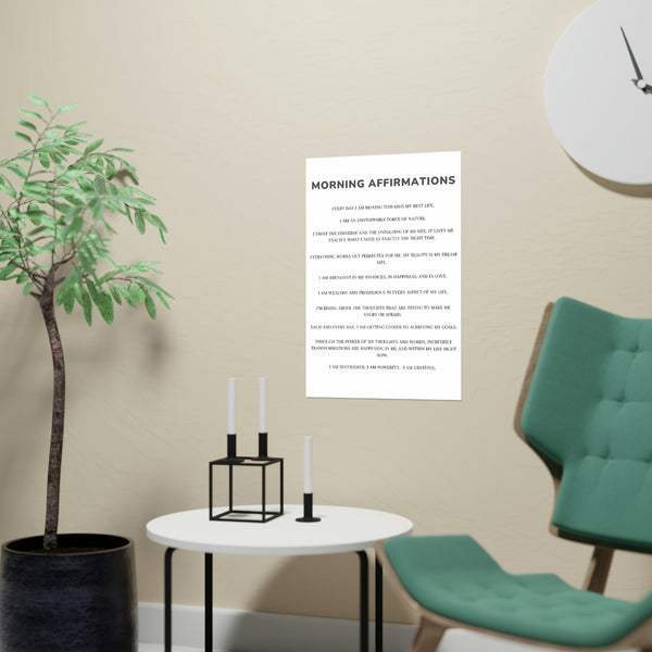 Morning Affirmations and Manifestation Sayings Vertical Matte Poster Daytime Affirmations