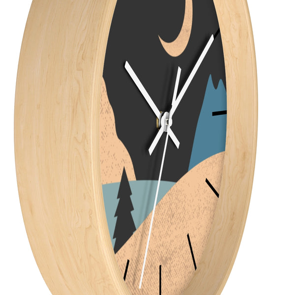 Wall Clock, Clocks, Mountain Night, Organic Theme, Wooden Clock, Time, Wall Decor, Midnight, Wood, Plexiglass, Decor, Home Decor, Gifts - Dakoda Goods & Co.