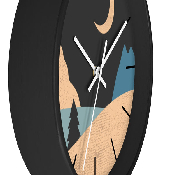 Wall Clock, Clocks, Mountain Night, Organic Theme, Wooden Clock, Time, Wall Decor, Midnight, Wood, Plexiglass, Decor, Home Decor, Gifts - Dakoda Goods & Co.