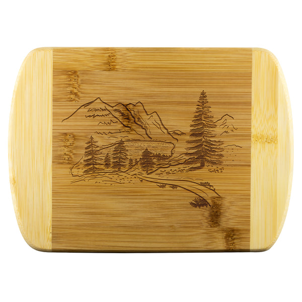 Cutting Board Mountain Valley Organic Bamboo Cutting Board for Serving Kitchen Accessories House Warming Cabin Lodge Decor