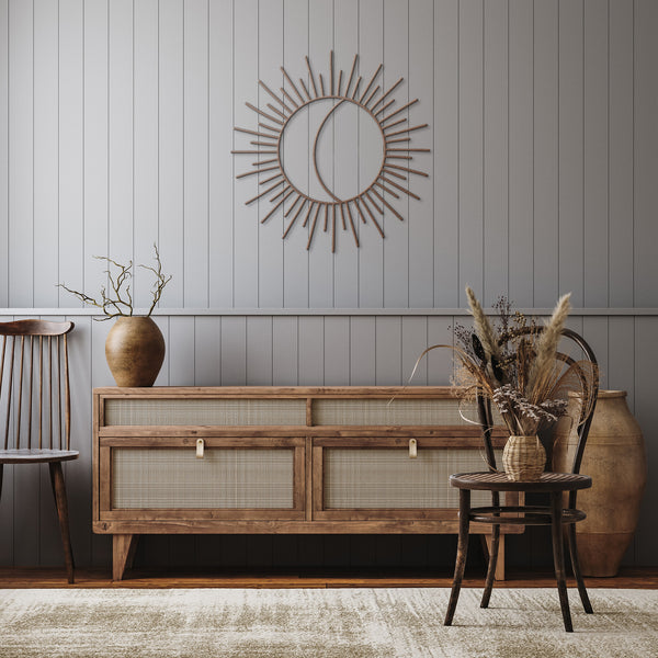Sunburst Half Moon Steel Metal Wall Art