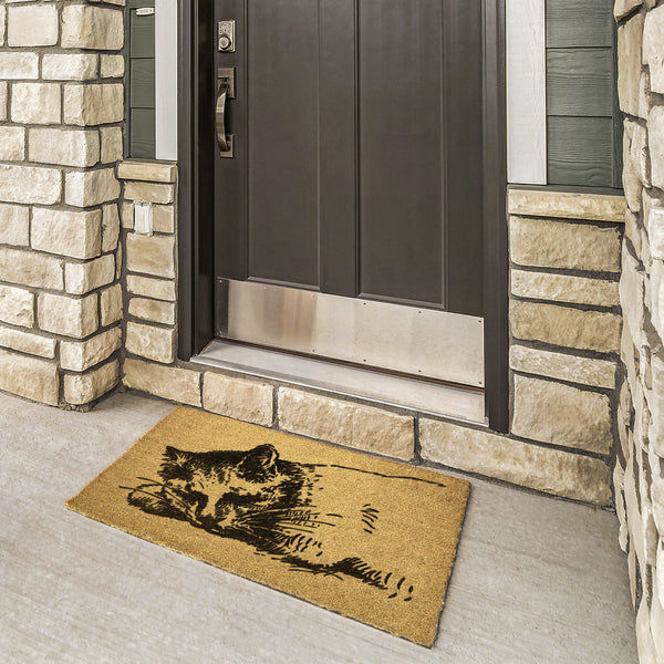 Welcome Mat Coir Heavy Duty Door Mat Cat Sleeping - Dakoda Goods & Co.