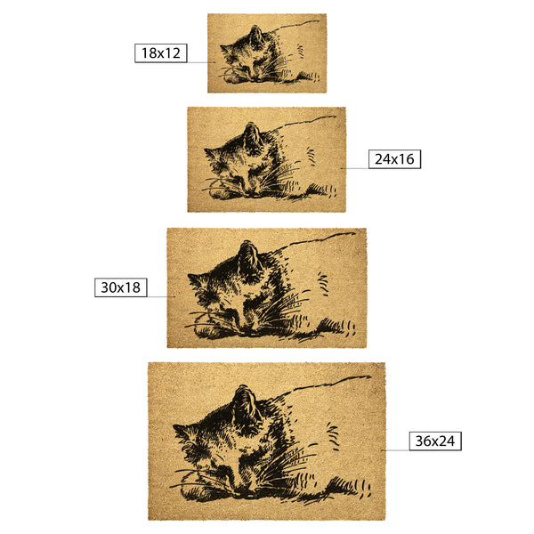 Welcome Mat Coir Heavy Duty Door Mat Cat Sleeping - Dakoda Goods & Co.