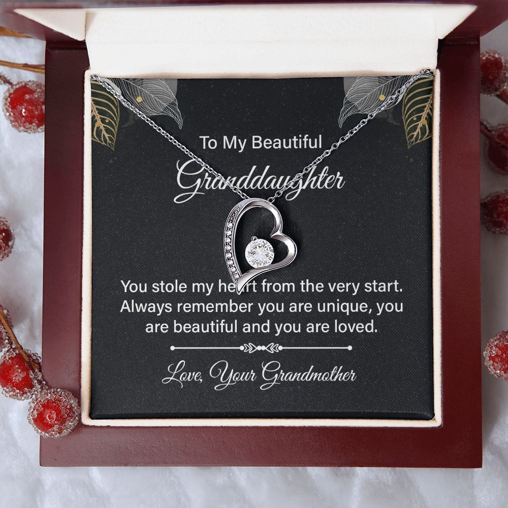 Gifts from Grandmother to Granddaughter, Heart Necklace Gift for Granddaughter