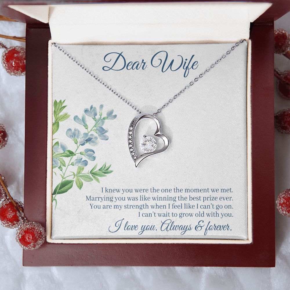Gift for Wife Necklace gift Forever Love Heart Anniversary Christmas Birthday Gift