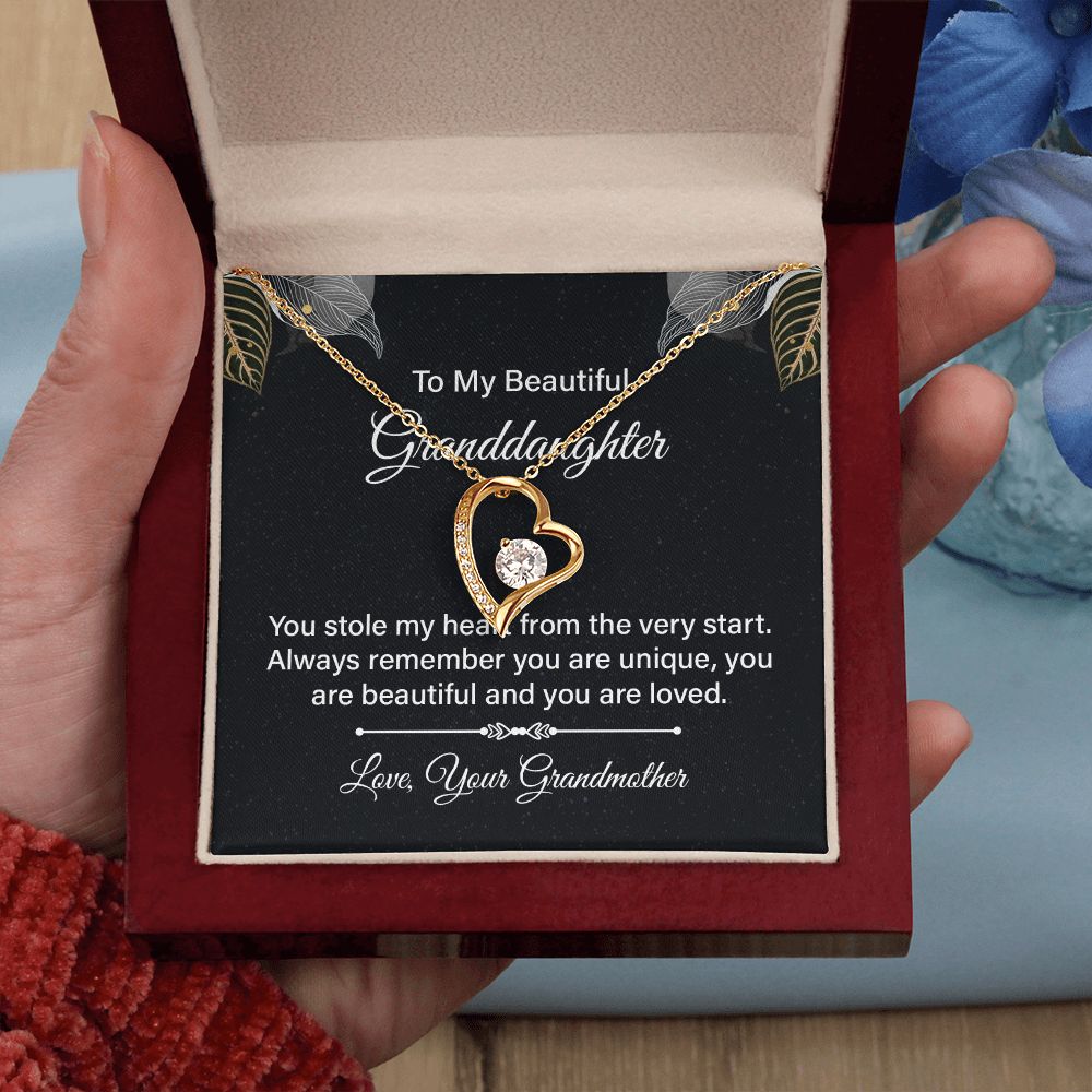 Gifts from Grandmother to Granddaughter, Heart Necklace Gift for Granddaughter