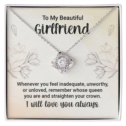 Love Knot Necklace for Girlfriend, Gifts for Girlfriend, White or Yellow Gold Cubic Zirconia