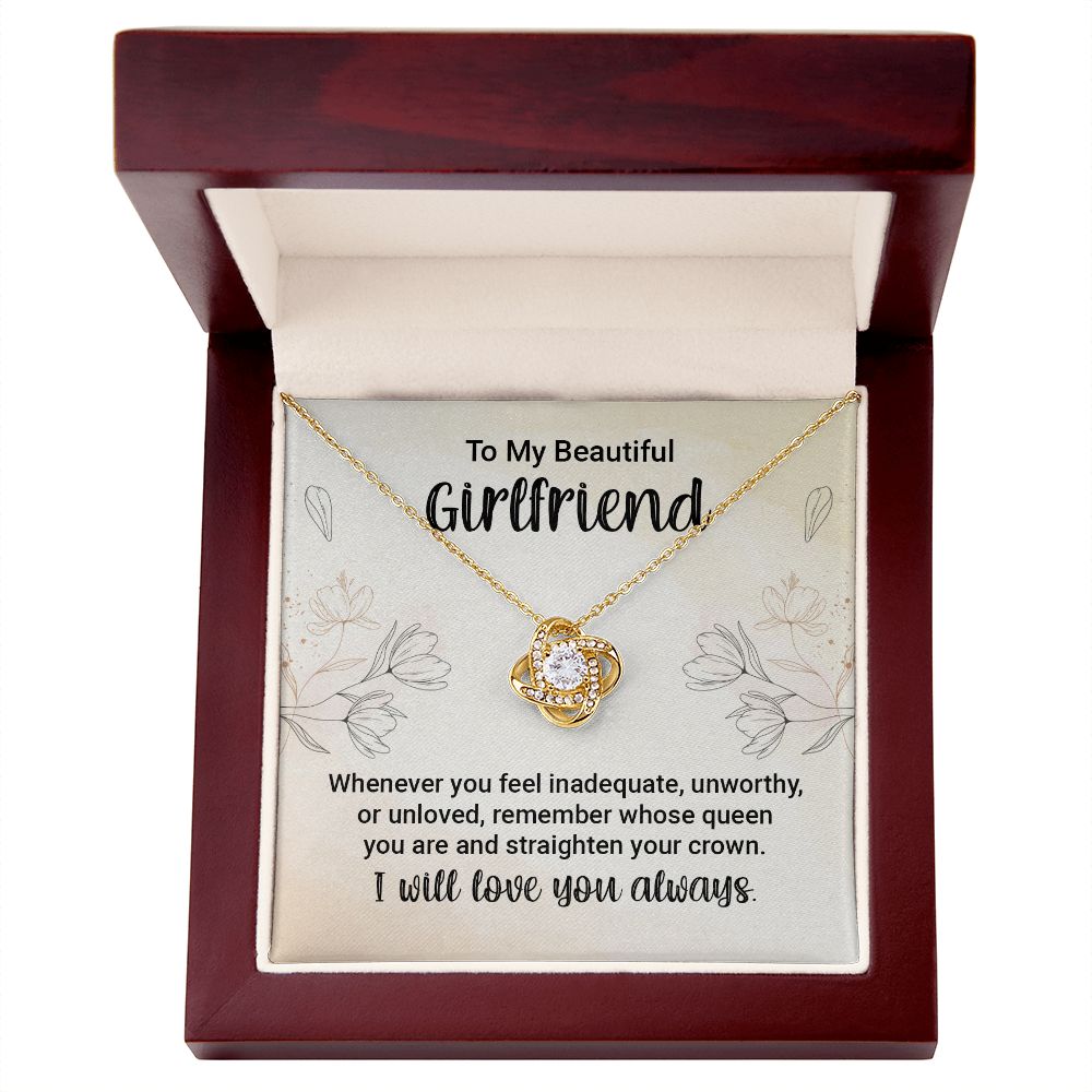 Love Knot Necklace for Girlfriend, Gifts for Girlfriend, White or Yellow Gold Cubic Zirconia