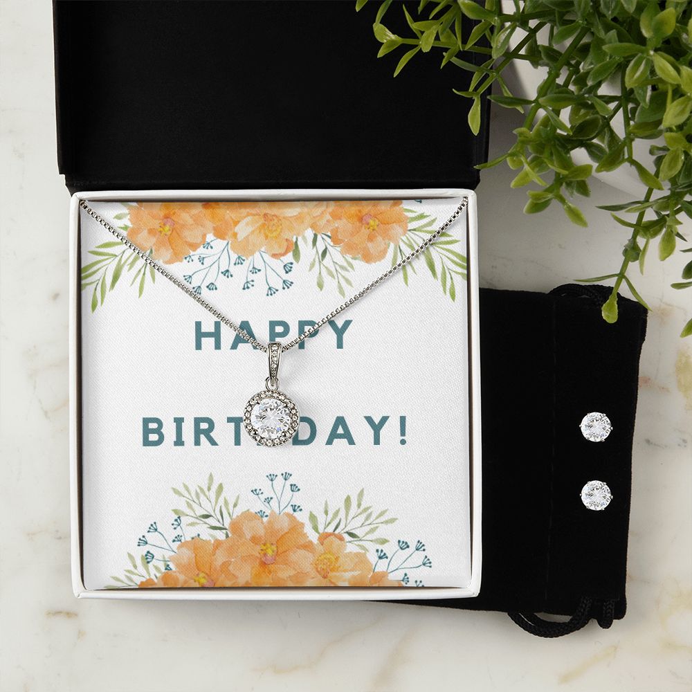 Happy Birthday Necklace Earring Gift Set Jewelry Gifts for Women