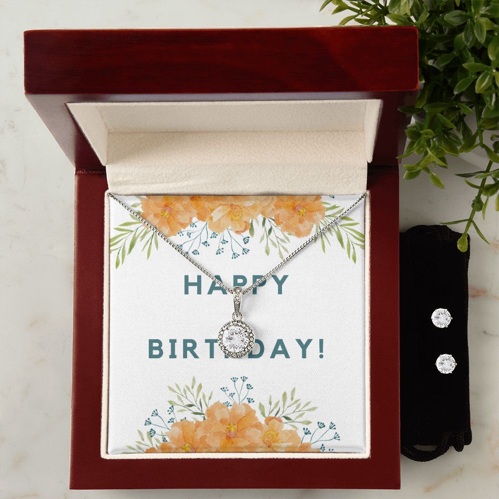 Happy Birthday Necklace Earring Gift Set Jewelry Gifts for Women