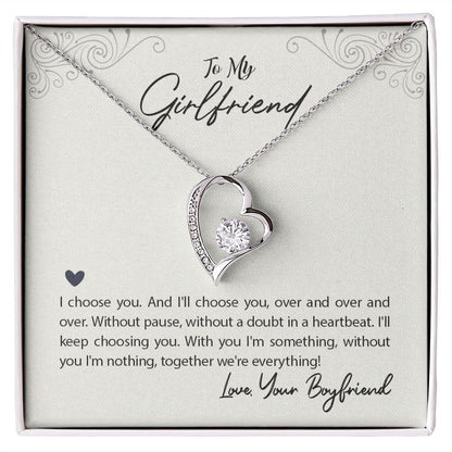 Girlfriend Gifts Forever Love Necklace from Boyfriend, White or Yellow Gold