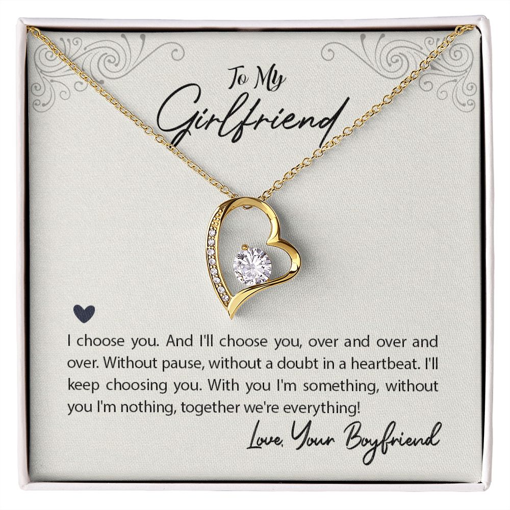 Girlfriend Gifts Forever Love Necklace from Boyfriend, White or Yellow Gold