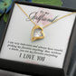 Gifts for Girlfriend Forever Love Necklace, Cubic Zirconia White or Yellow Gold Finish