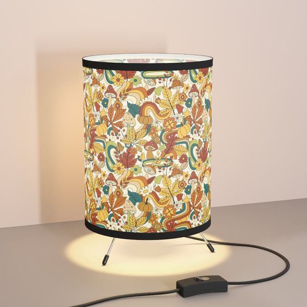 Retro Mushroom Tripod Lamp with High-Res Printed Shade, US/CA plug