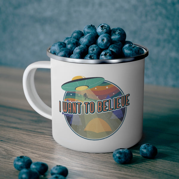 Camping Mug Alien I Want to Believe Funny Gifts t Gifts Travel Enamel Camping Mug Coffee Mug Tea Mug - Dakoda Goods & Co.