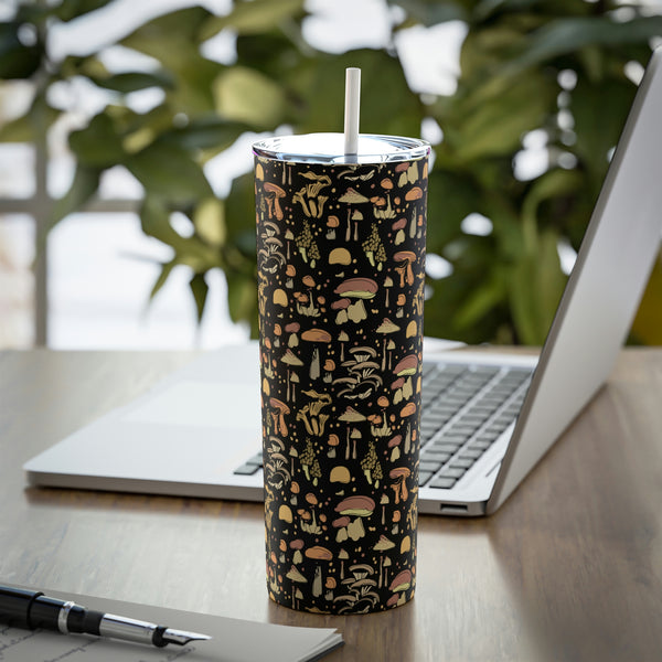 Skinny Tumbler with Straw Gift for Mushroom Lover Coffee Gifts for Tea Drinkers - Dakoda Goods & Co.