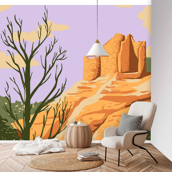 Wall Mural Wallpaper Mountain Valley Organic Print Two Sizes East to Use, Easy to Remove - Dakoda Goods & Co.