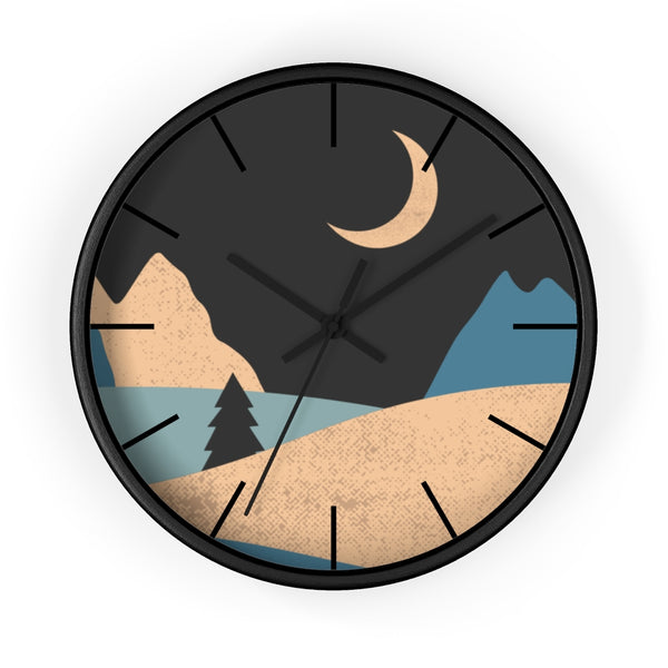 Wall Clock, Clocks, Mountain Night, Organic Theme, Wooden Clock, Time, Wall Decor, Midnight, Wood, Plexiglass, Decor, Home Decor, Gifts - Dakoda Goods & Co.