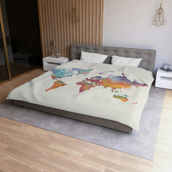 Rainbow Map Microfiber Duvet Cover
