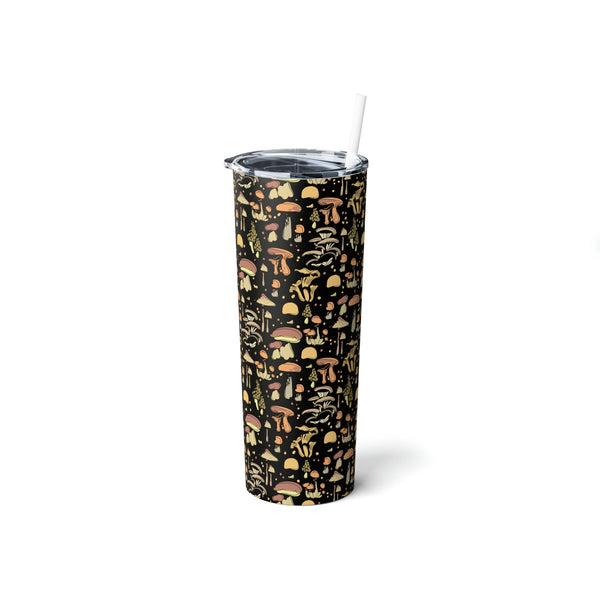 Skinny Tumbler with Straw Gift for Mushroom Lover Coffee Gifts for Tea Drinkers - Dakoda Goods & Co.