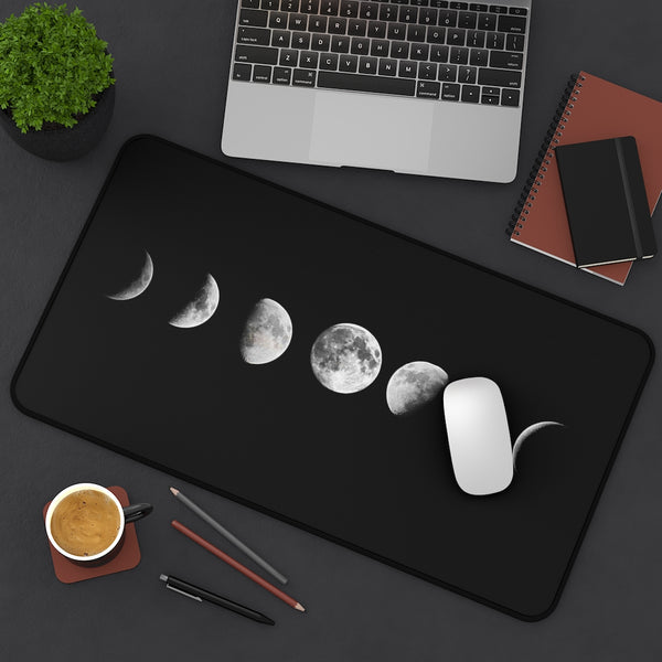 Desk Mat, Office Accessories, Moon Phases, Celestial, Office Decor, Computer Accessories - Dakoda Goods & Co.