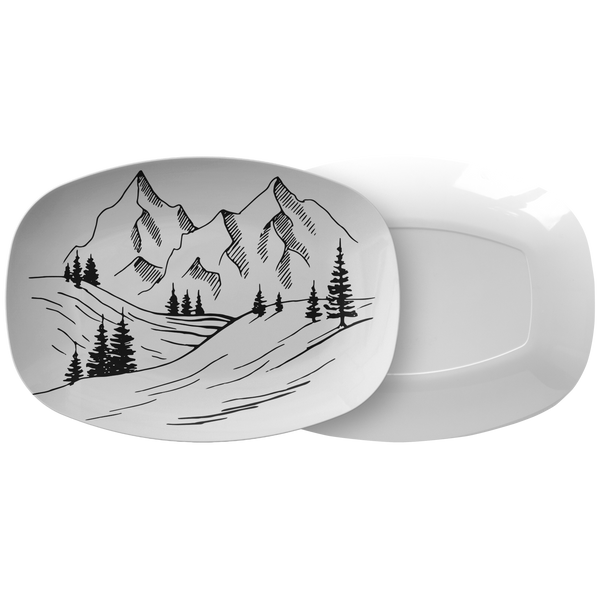 Snow Mountains Plastic Serving Platter
