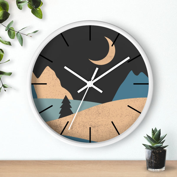 Wall Clock, Clocks, Mountain Night, Organic Theme, Wooden Clock, Time, Wall Decor, Midnight, Wood, Plexiglass, Decor, Home Decor, Gifts - Dakoda Goods & Co.