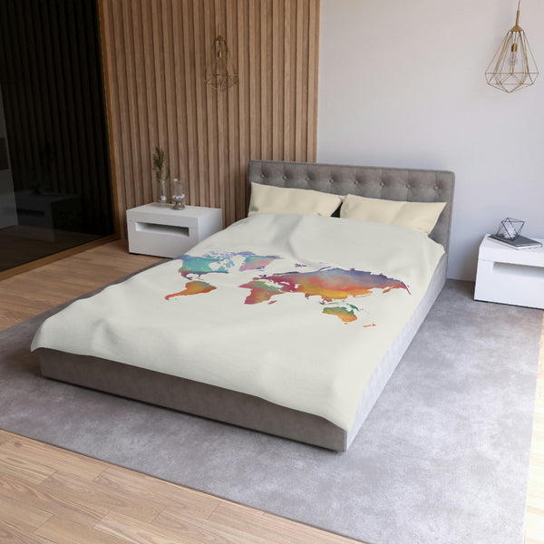 Rainbow Map Microfiber Duvet Cover