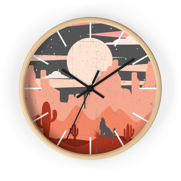 Pastel Howling Wolf Desert Wall Clock - Dakoda Goods & Co.