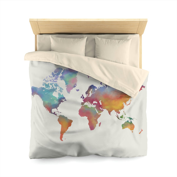 Rainbow Map Microfiber Duvet Cover