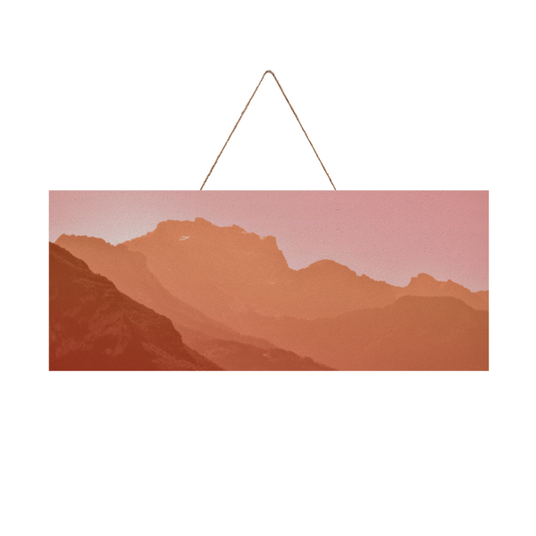 Dusty Mountains 24" x 10" Wooden Plaque with Rope