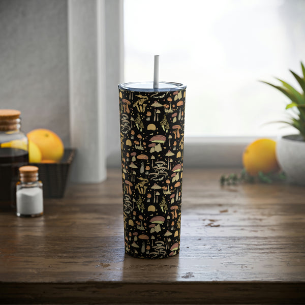 Skinny Tumbler with Straw Gift for Mushroom Lover Coffee Gifts for Tea Drinkers - Dakoda Goods & Co.