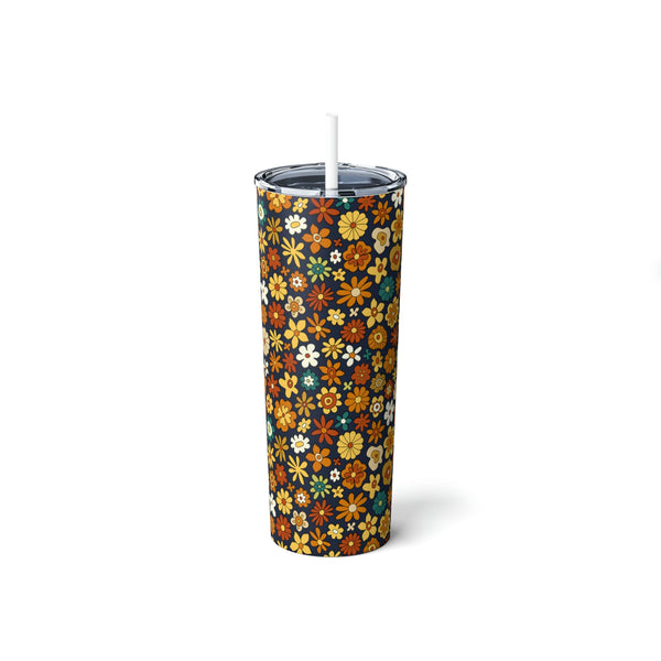 Tumbler Cup for Work Gifts for Travel Mug Insulated Steel Cup Retro Floral, 20oz