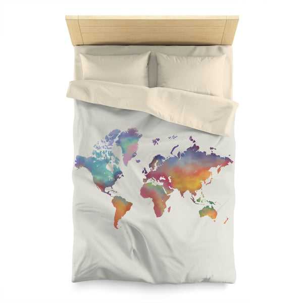 Rainbow Map Microfiber Duvet Cover