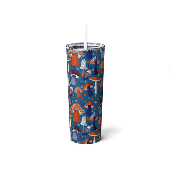 20 oz Skinny Steel Tumbler with Straw, Mushroom Lover Cup