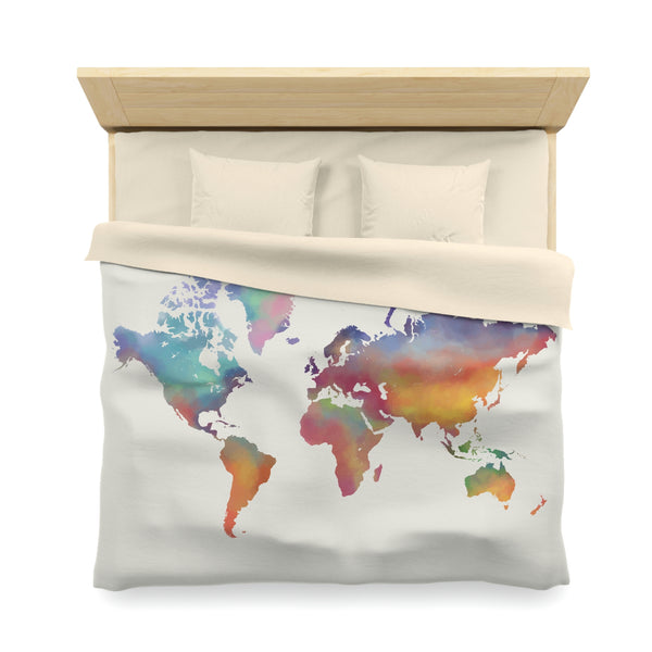 Rainbow Map Microfiber Duvet Cover
