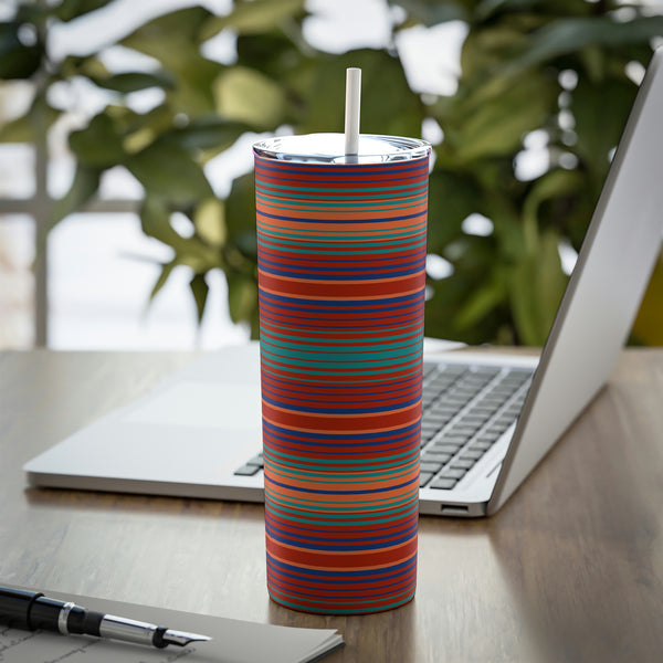 Travel Cup Gifts for Travel Drink-ware Skinny Steel Tumbler with Straw, 20oz