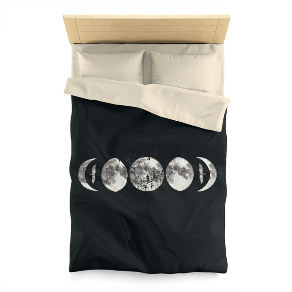 Moon Phases Microfiber Duvet Cover, Bedroom Bedding Celestial