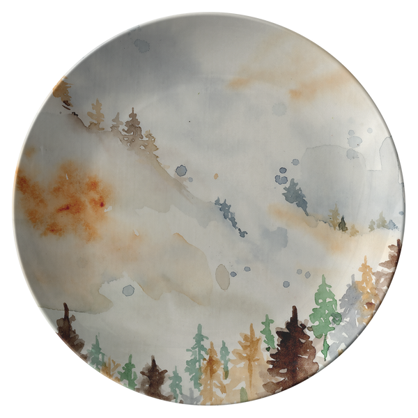 Mountain Valley Watercolor Plastic Dinner Plate