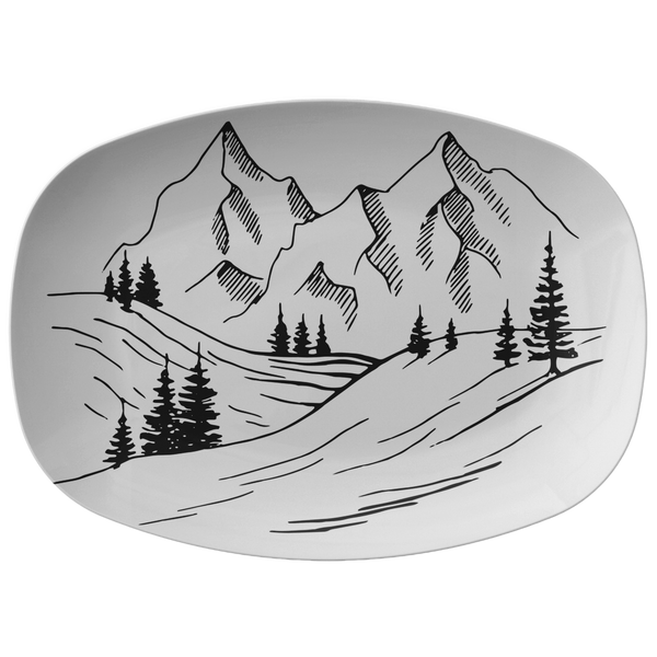Snow Mountains Plastic Serving Platter