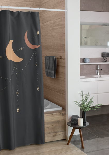 Shower Curtain, Bathroom Black Moon Phases Curtain - Dakoda Goods & Co.