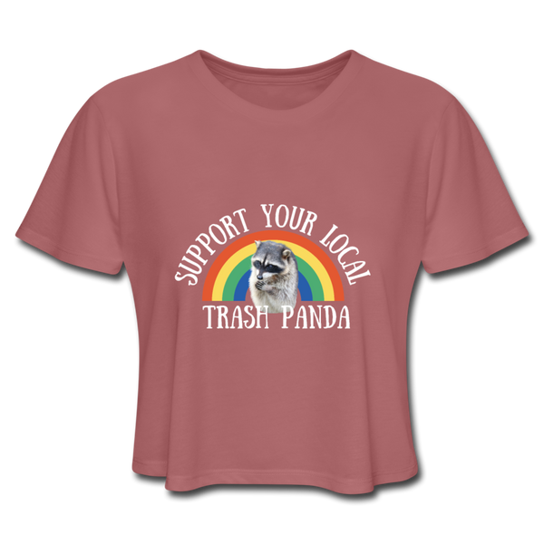 Raccoon Women's Cropped T-Shirt - mauve
